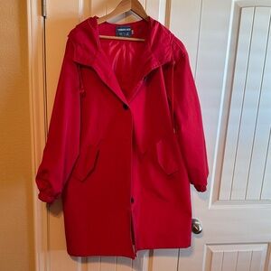 Weatherproof Women's Vibrant Red Hooded Trench Coat